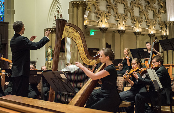 BYU-Idaho Orchestra made up of 24 talented musicians tours the Great Lakes region under direction of Dr. Dallin Hansen. Concert at the Grace Episcopal Church in Madison, Wisconsin.