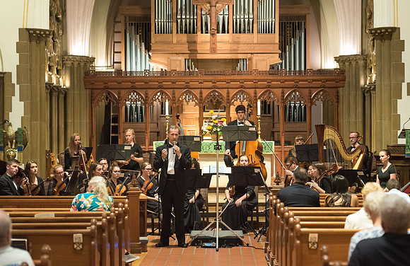 BYU-Idaho Orchestra made up of 24 talented musicians tours the Great Lakes region under direction of Dr. Dallin Hansen. Concert at the Grace Episcopal Church in Madison, Wisconsin.