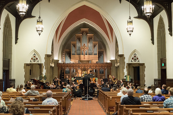 BYU-Idaho Orchestra made up of 24 talented musicians tours the Great Lakes region under direction of Dr. Dallin Hansen. Concert at the Grace Episcopal Church in Madison, Wisconsin.