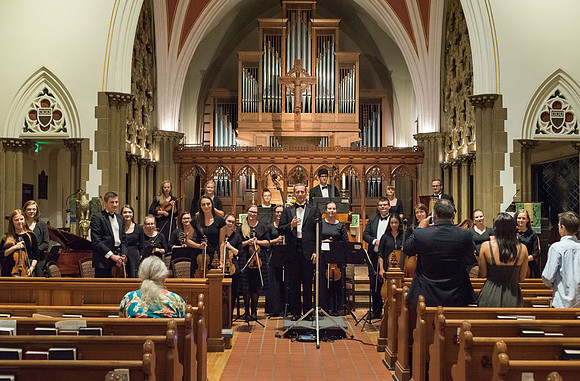 BYU-Idaho Orchestra made up of 24 talented musicians tours the Great Lakes region under direction of Dr. Dallin Hansen. Concert at the Grace Episcopal Church in Madison, Wisconsin.