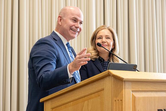 President and Sister Meredith host a luncheon thanking those who helped in making his inauguration successful.