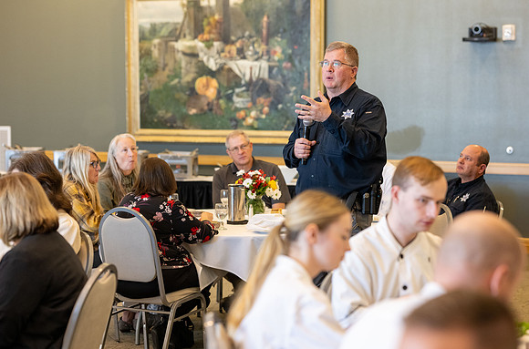 President and Sister Meredith host a luncheon thanking those who helped in making his inauguration successful.