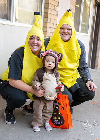 Online Learning and Teaching employees enjoy some Halloween fun at Lamprecht Hall courtyard.
