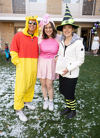 Online Learning and Teaching employees enjoy some Halloween fun at Lamprecht Hall courtyard.