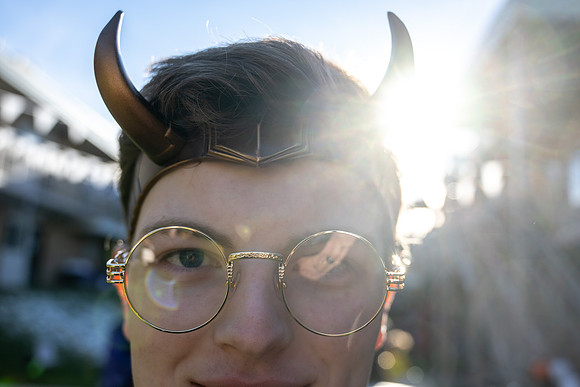 Online Learning and Teaching employees enjoy some Halloween fun at Lamprecht Hall courtyard.