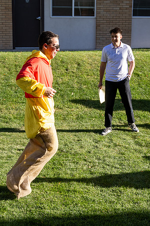 Online Learning and Teaching employees enjoy some Halloween fun at Lamprecht Hall courtyard.