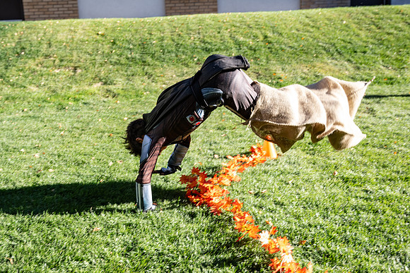 Online Learning and Teaching employees enjoy some Halloween fun at Lamprecht Hall courtyard.