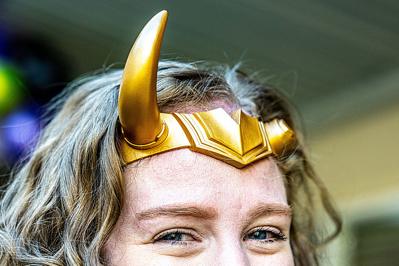 Online Learning and Teaching employees enjoy some Halloween fun at Lamprecht Hall courtyard.
