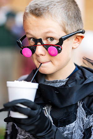 Online Learning and Teaching employees enjoy some Halloween fun at Lamprecht Hall courtyard.