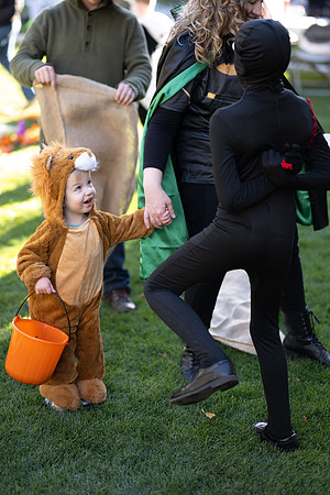 Online Learning and Teaching employees enjoy some Halloween fun at Lamprecht Hall courtyard.