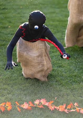 Online Learning and Teaching employees enjoy some Halloween fun at Lamprecht Hall courtyard.