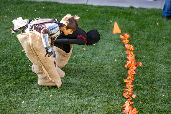 Online Learning and Teaching employees enjoy some Halloween fun at Lamprecht Hall courtyard.