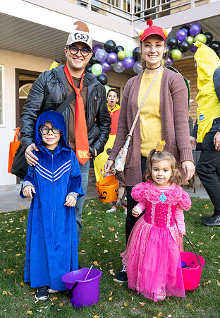 Online Learning and Teaching employees enjoy some Halloween fun at Lamprecht Hall courtyard.