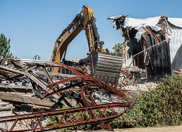 Big D Construction demolishing the Kirkham building during Summer break.