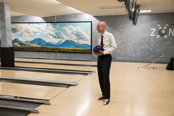 The Strike Zone bowling alley opening in the Manwaring Center.