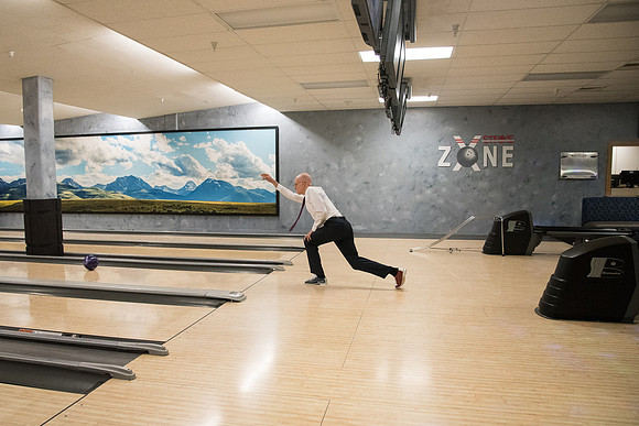 The Strike Zone bowling alley opening in the Manwaring Center.