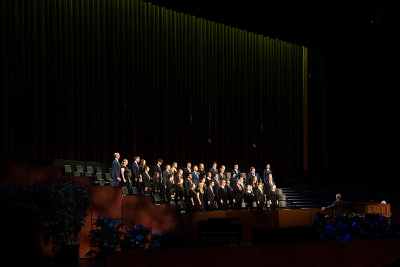 Students during devotional.