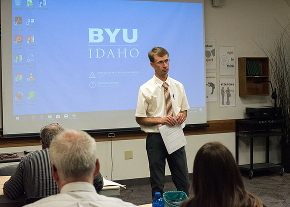 "To Bear them up", Fall Faculty Conference in the Hinckley Building. Neal Ricks teaches "Agency in Education". Sept 2018