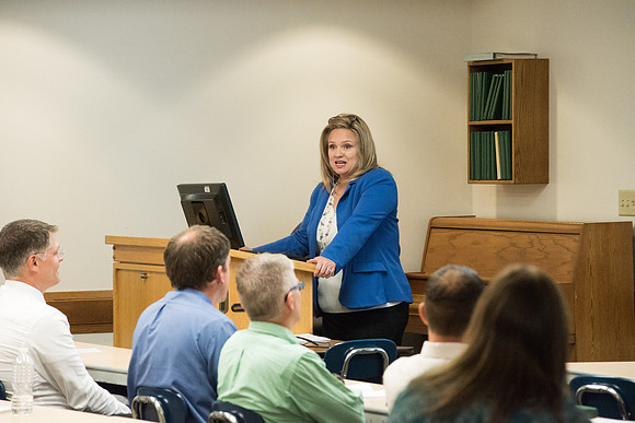 "To Bear them up", Fall Faculty Conference in the Hinckley Building. Paulette Kirkham teaches "Dyed in the Wool: Solidifying Christ-like Connections". Sept 2018