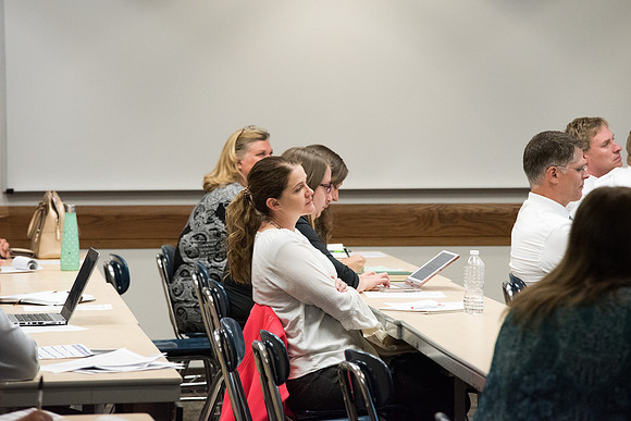 "To Bear them up", Fall Faculty Conference in the Hinckley Building. Paulette Kirkham teaches "Dyed in the Wool: Solidifying Christ-like Connections". Sept 2018