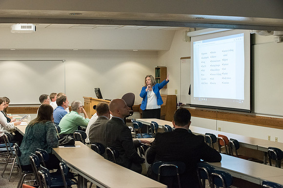 "To Bear them up", Fall Faculty Conference in the Hinckley Building. Paulette Kirkham teaches "Dyed in the Wool: Solidifying Christ-like Connections". Sept 2018