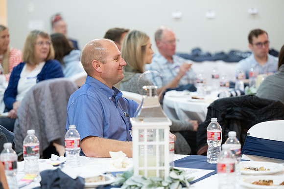 Alumni in the Cache Valley area gather at Eagles Landing Event Center, in Smithfield, Utah and get the chance to listen to and meet President Meredith.