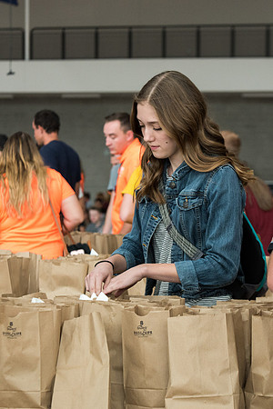 Students enjoy a free meal and spend time with all the new students.
