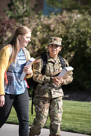 Students on campus the first day of Fall semester 2018.