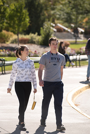 Students on campus the first day of Fall semester 2018.