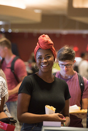 Students on campus the first day of Fall semester 2018.