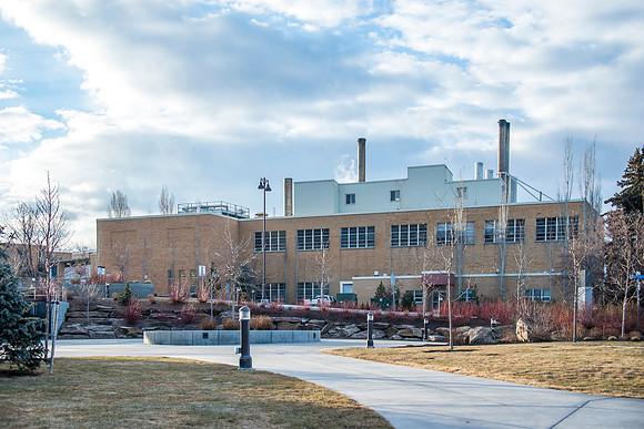 HVAC building on a winter morning,