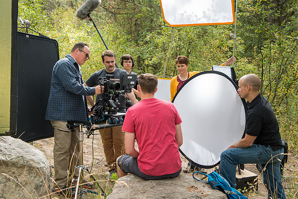 Taylor Olsen shares an experience he had while hiking one day for a video to be used during devotional.