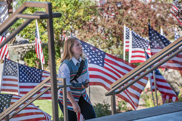 Flags commemorating Constitution Day at the BYU-Idaho campus. Sept 2018