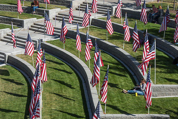 Flags commemorating Constitution Day at the BYU-Idaho campus. Sept 2018