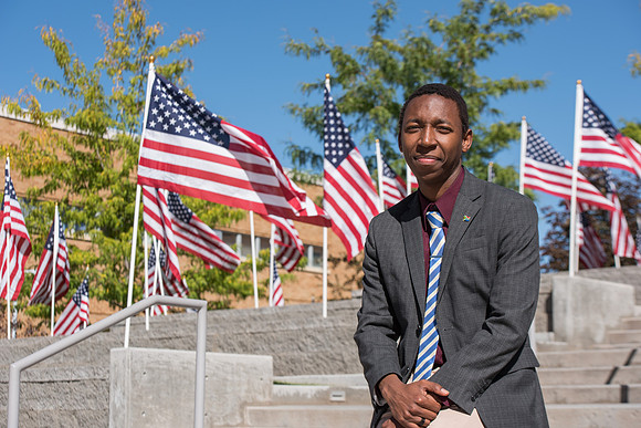Flags commemorating Constitution Day at the BYU-Idaho campus. Sept 2018