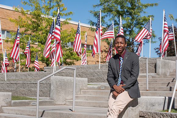 Flags commemorating Constitution Day at the BYU-Idaho campus. Sept 2018