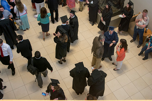 Brigham Young University-Idaho Graduates tour campus with their families saying goobyes to peers and getting pictures with friends and family before the convocation ceremonies. Photo by Ryan Chase