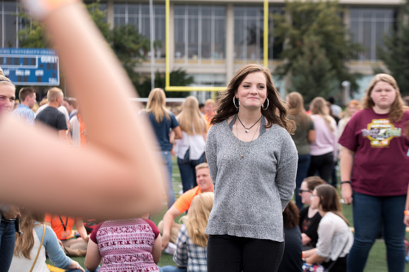 Students make new friends and get acquainted with other new students in their I-Team at the Football Field