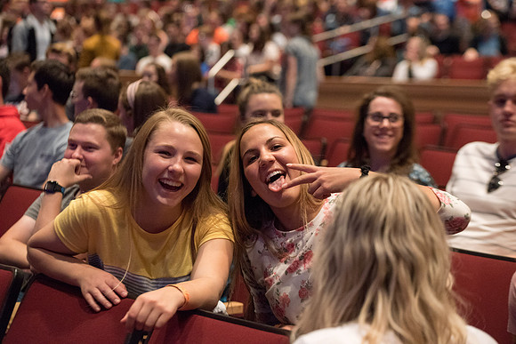 New students and parents have the opportunity to hear from President and Sister Eyring at BYU-I Center.
