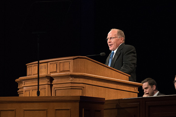 New students and parents have the opportunity to hear from President and Sister Eyring at BYU-I Center.