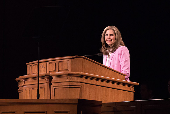 New students and parents have the opportunity to hear from President and Sister Eyring at BYU-I Center.