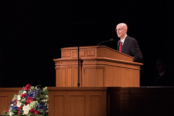 New students and parents have the opportunity to hear from President and Sister Eyring at BYU-I Center.