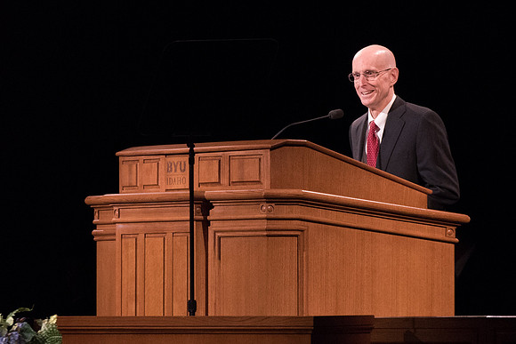 New students and parents have the opportunity to hear from President and Sister Eyring at BYU-I Center.