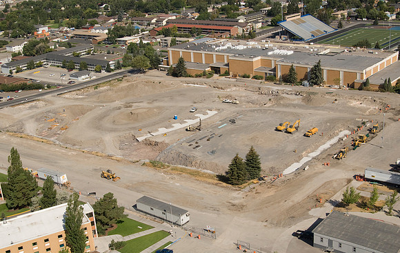 Construction on the Auditorium, later named the BYU-Idaho Center.