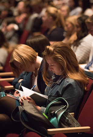 Students attending devotional.
