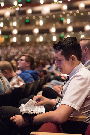 Students attending devotional.