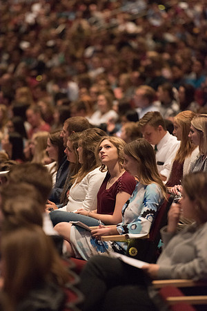 Students attending devotional.