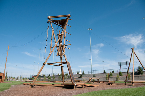 On campus ropes course and climbing tower.