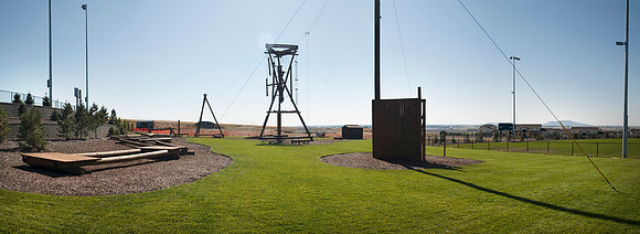 On campus ropes course and climbing tower.