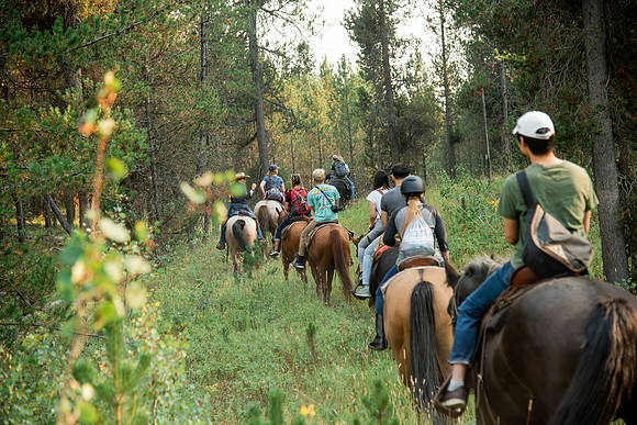 BYUI students go horseback riding at Harriman State Park in the summer of 2021.